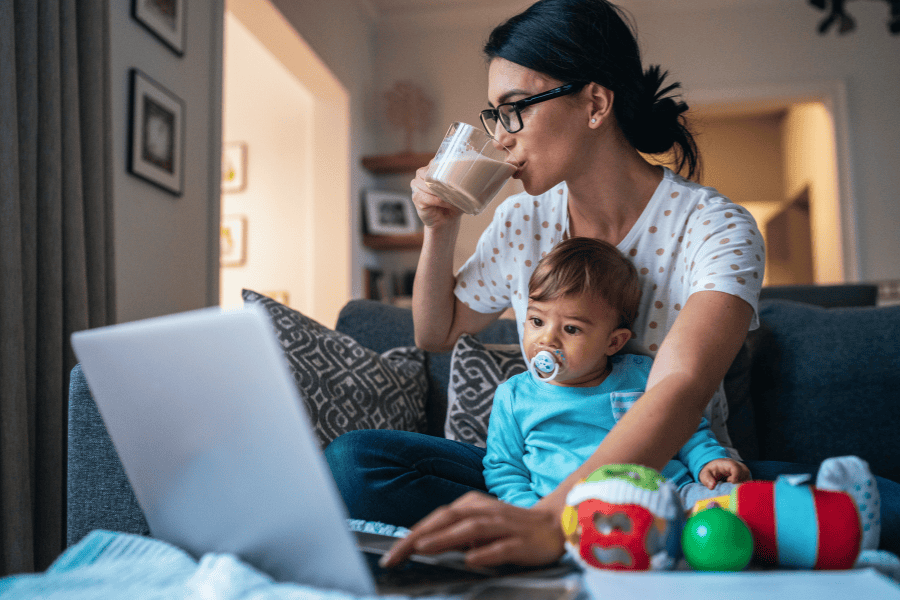 mom working from home